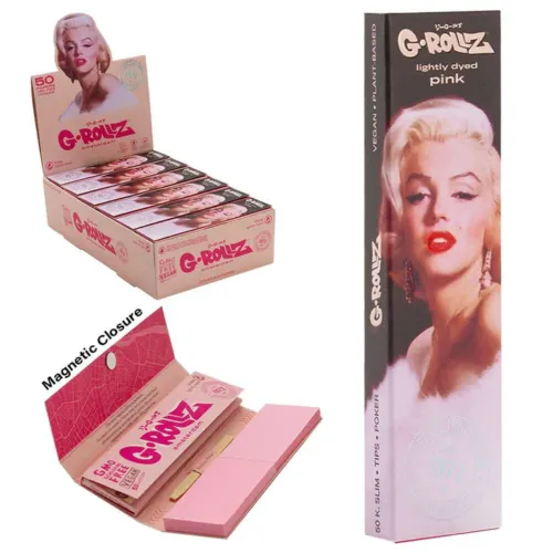 G-ROLLZ Marilyn Monroe King Size Slim Pink Papers + Tips