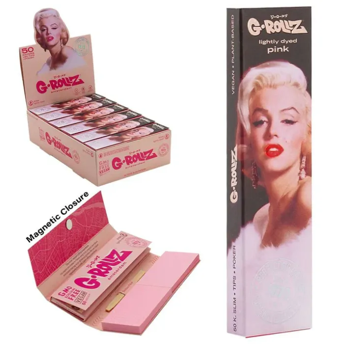 G-ROLLZ Marilyn Monroe King Size Slim Pink Papers + Tips