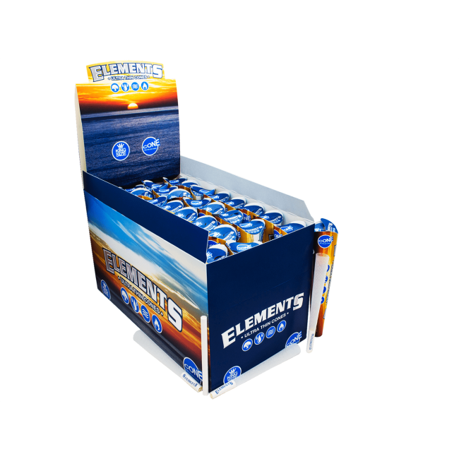 Elements | Kingsize BLUE Rice Paper Pre-Rolled Cones | 3 Cones Per Pack | - Image 2