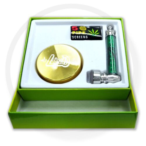 Smoking Pipe Gift Set | Metal Pipe, Metal LOUD Grinder, Pipe Screens | SMOKING SET