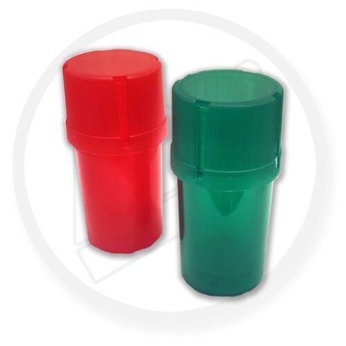 Plastic Festival Storage / Stash Container & Grinder | Mixed Colours | 1 x Single |